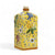 TUSCAN MAJOLICA: Old World Tuscan square bottle with cork and yellow floral design.
