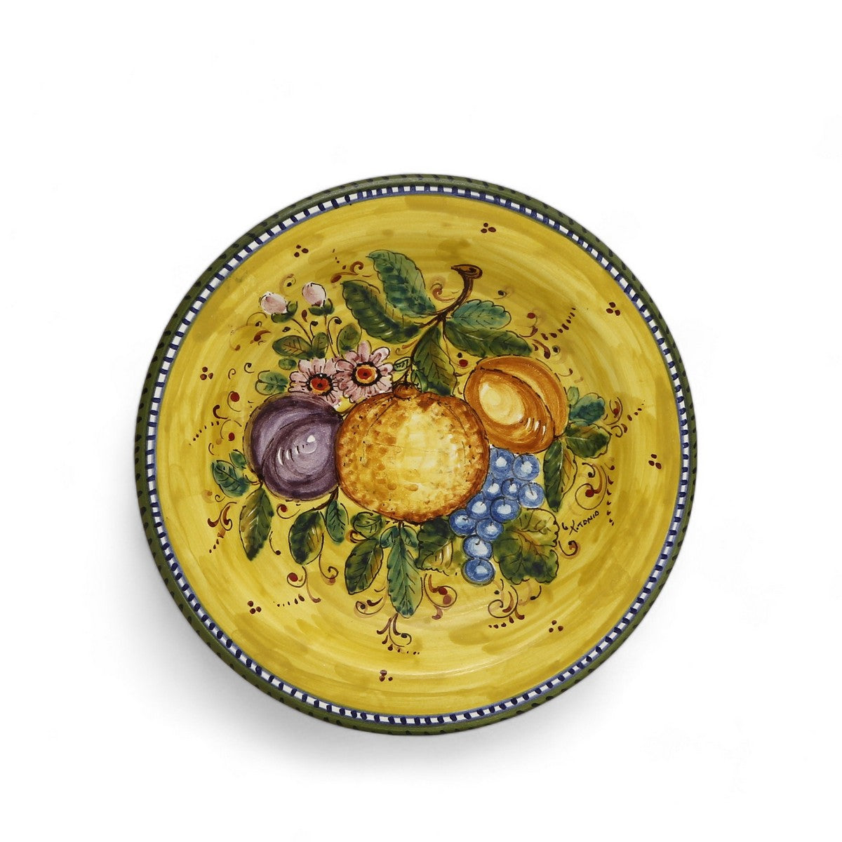 TUSCAN MAJOLICA: Small wall plates featuring a traditional Tuscan design with a Yellow background - SET OF 3 PCS -