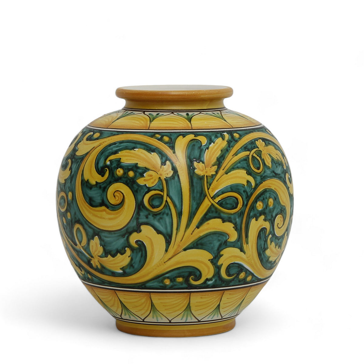 SICILIANA: Vase &quot;Palla&quot; featuring traditional Green and Gold Sicilian Vario Design