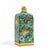 TUSCAN MAJOLICA: Old World Tuscan square bottle with cork with Leaves and grape designs on a green background