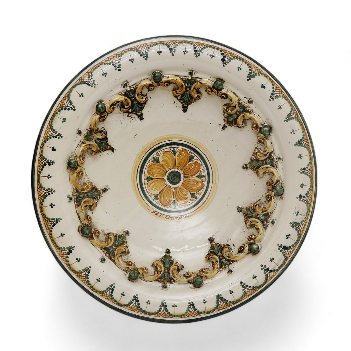 SOFIA TRICOLORE: Centerpiece Plate with Bass Relief Decoration