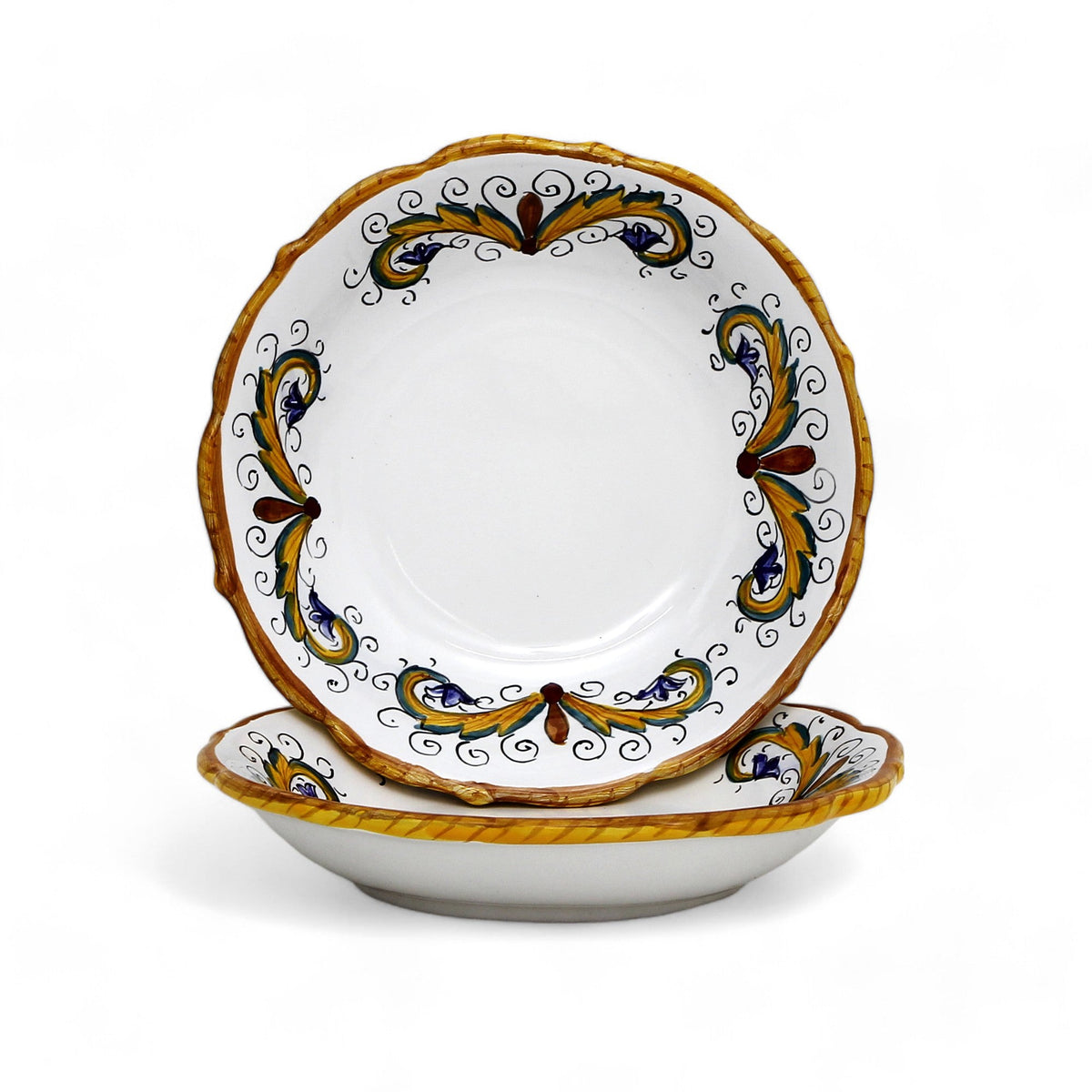 GIFT BOX: With PERUGINO DERUTA The perfectly sized Pasta/Soup Bowl Fluted Rim (Set of 2 Pcs)
