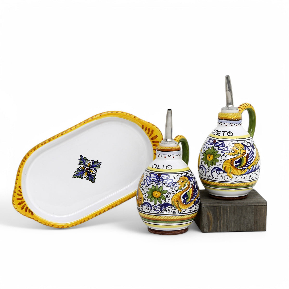 RAFFAELLESCO: Outlet Special! Oil & Vinegar Small Dispensers Set + Tray