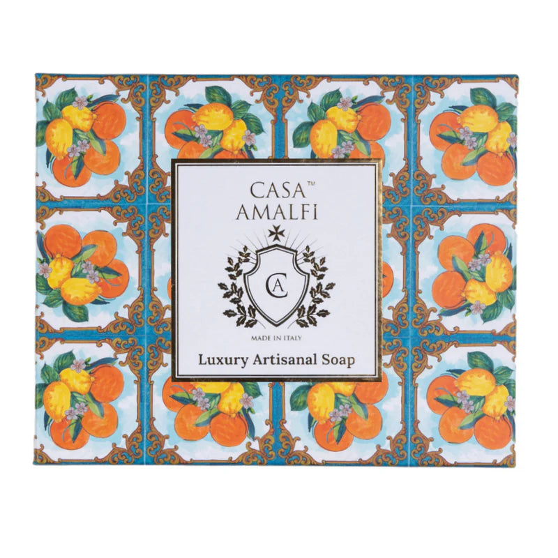 CASA AMALFI SOAPS: Scented Soap Bar with ceramic soap dish - Summer in Sorrento