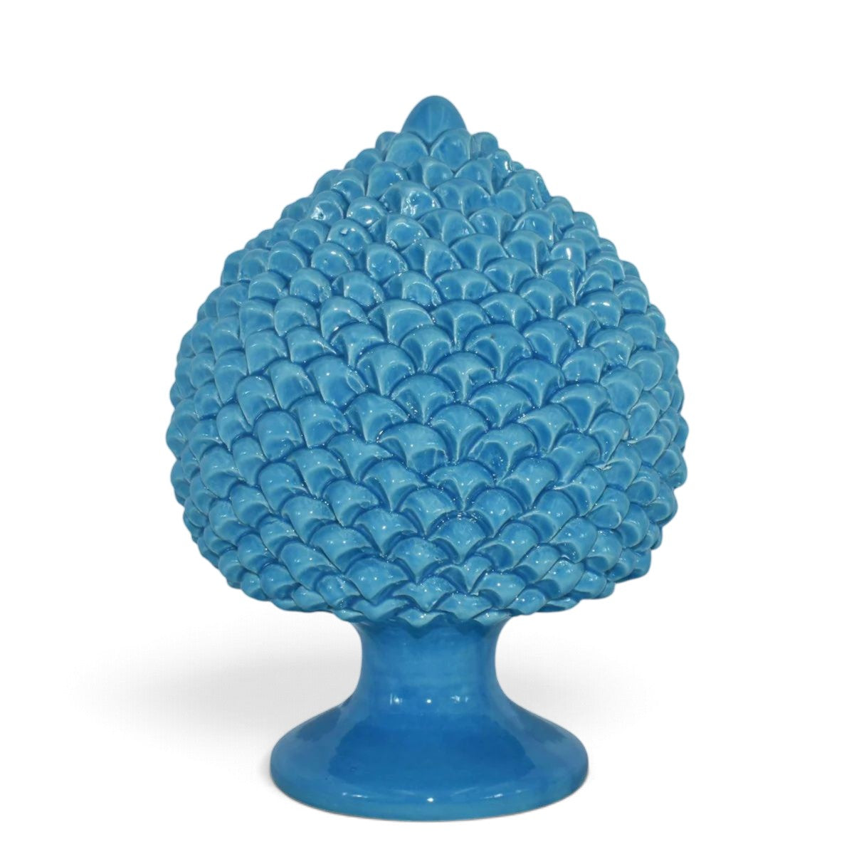 SICILIAN PINECONE: Ceramic 'Pigna Siciliana' Handcrafted with pedestal - TEAL