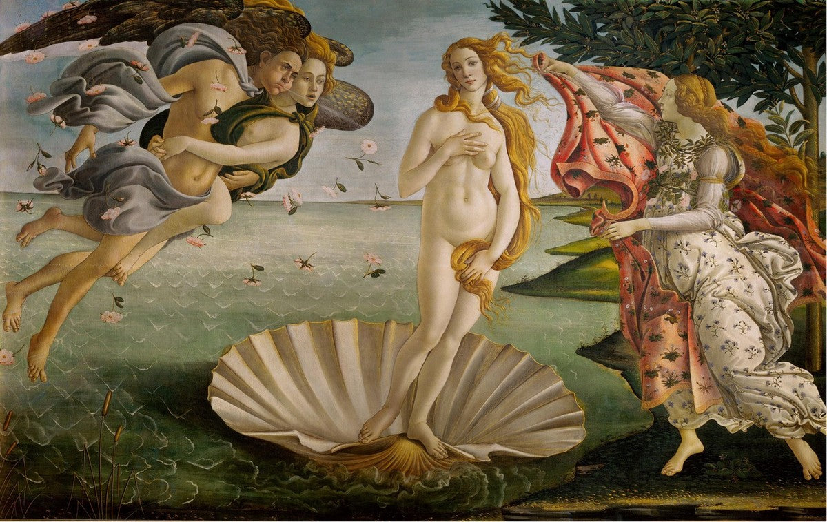 WOOD BOX: Lined Tea Bags Wood Box with printed tile lid - Opera "Venere Botticelli"