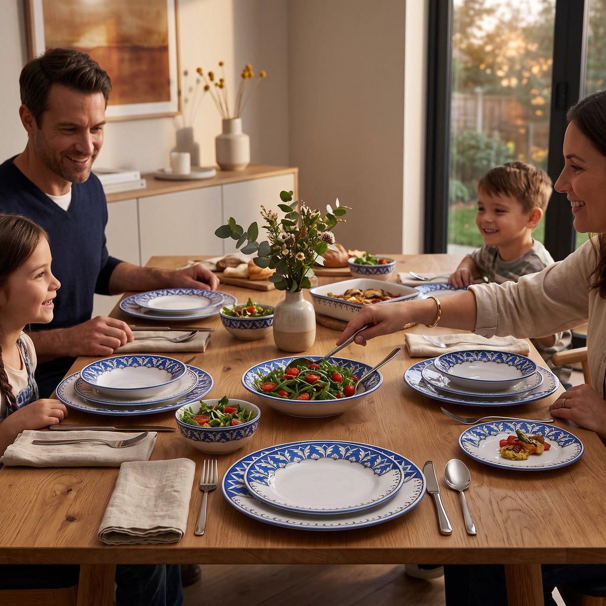 DERUTA PEACOCK: 3-Pcs Place Setting - Design VARIO CELESTE