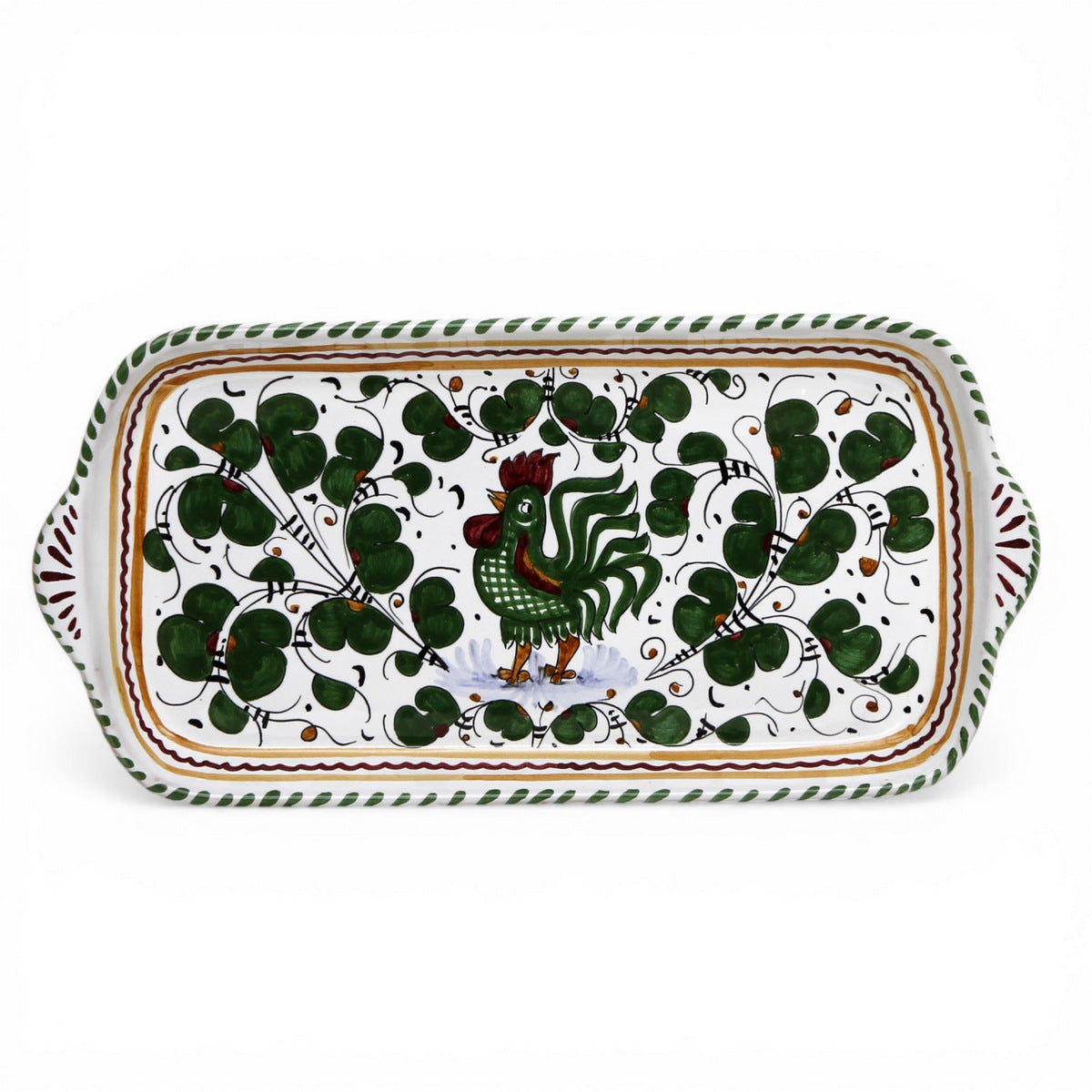 ORVIETO VERDE ROOSTER: Rectangular Tray [R]