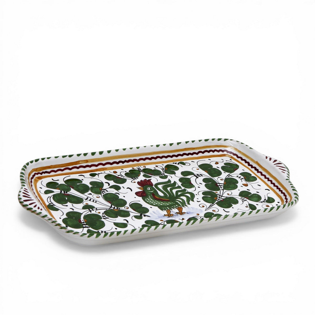 ORVIETO VERDE ROOSTER: Rectangular Tray [R]