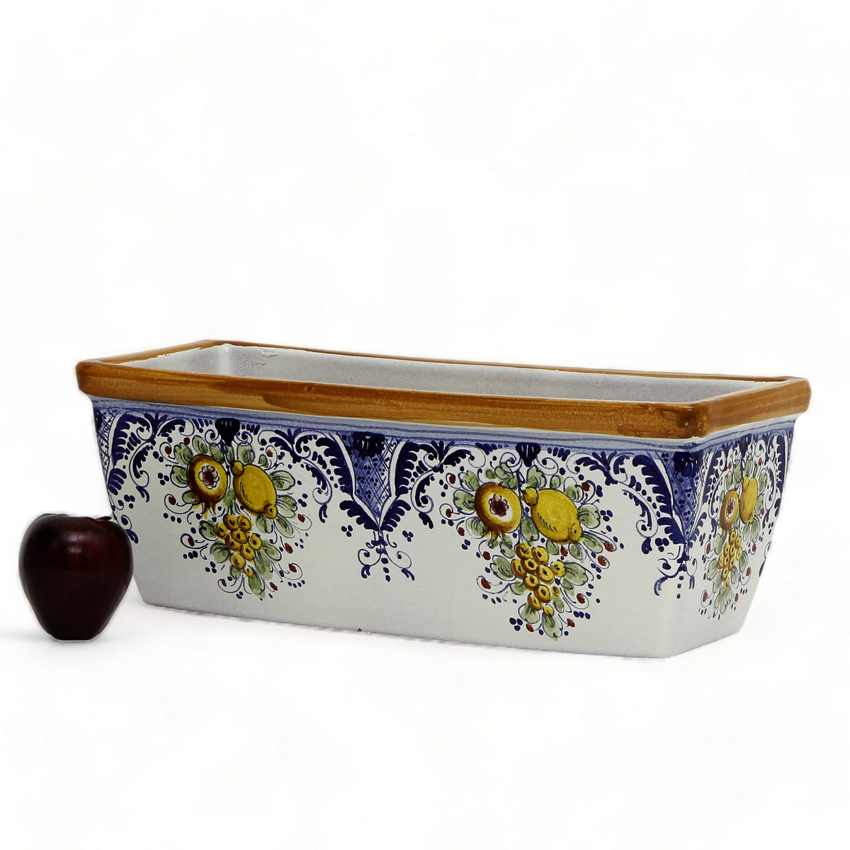 TOSCANA PLANTER: Rectangular Tuscan Jardiniere - Strong Terracotta indoor/outdoor - Fruttina Retina Blu