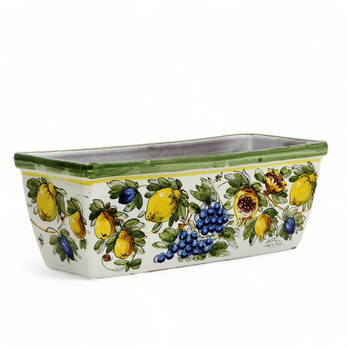 TOSCANA PLANTER: Rectangular Tuscan Jardiniere - Strong Terracotta indoor/outdoor - Majolica Limoni Design