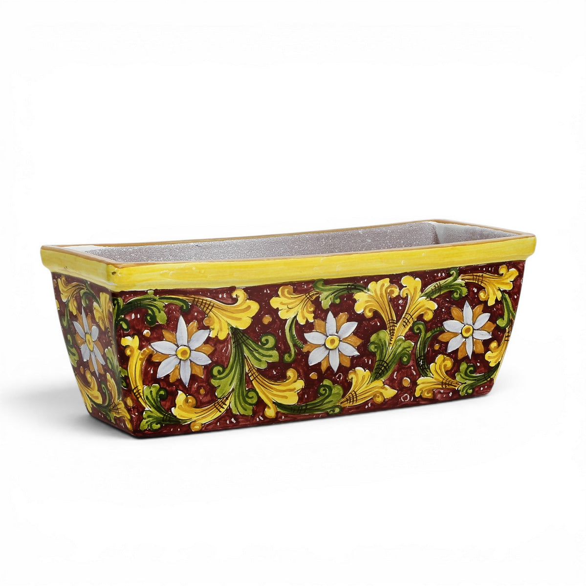 TOSCANA PLANTER: Rectangular Tuscan Jardiniere - Strong Terracotta indoor/outdoor - SICILIANA RED Design