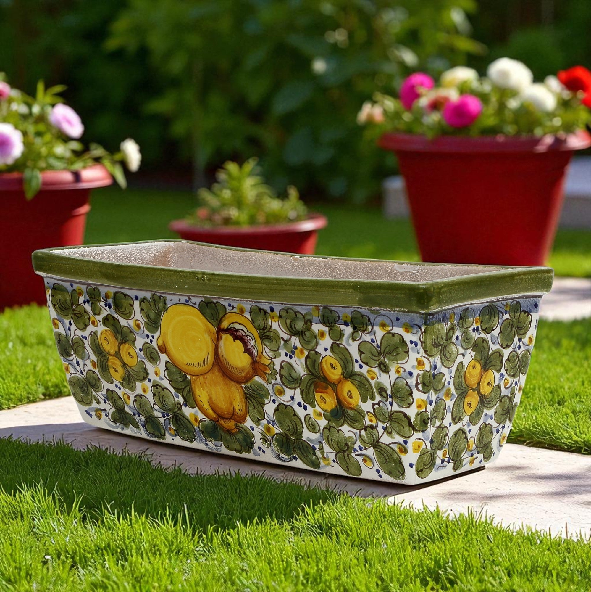 rectangular ceramic indoor planter TOSCANA PLANTER: Rectangular Tuscan Jardiniere - Strong Terracotta ind
