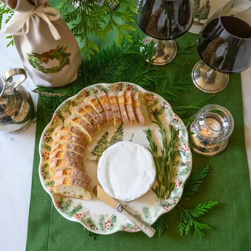 ARTE ITALICA: Natale Signed Ruffled Cake/Canape/Bread & Butter Plate