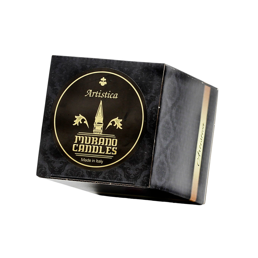 HOLIDAYS MURANO CANDLE: Authentic Murano Glass Tumbler in RED Murrina Style (15 Oz.) - Artistica.com