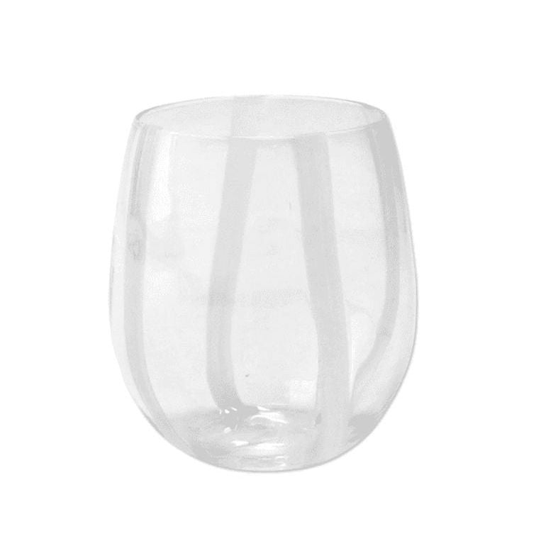 VIETRI: Stripe White Stemless Wine Glass