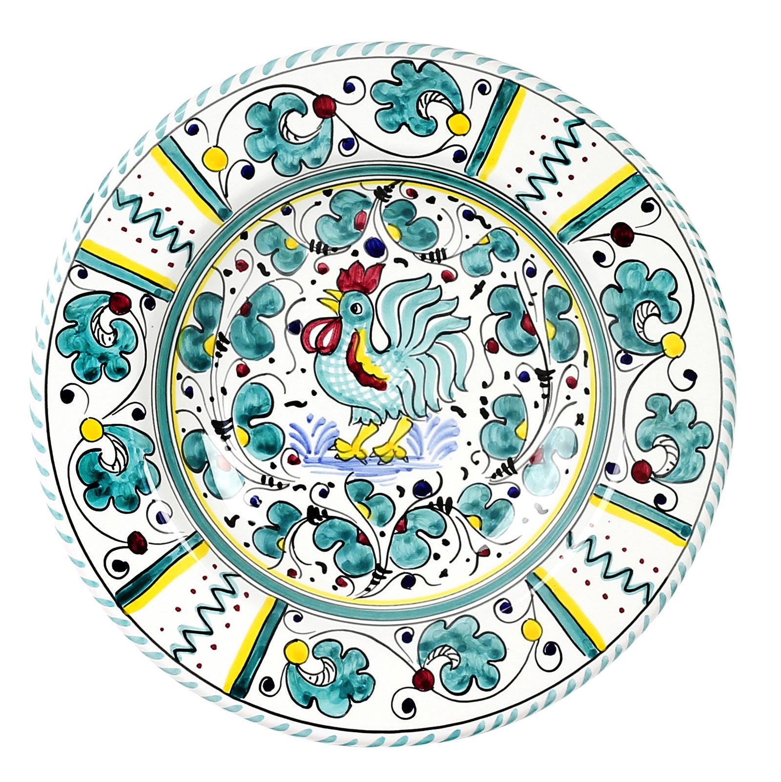 ORVIETO GREEN ROOSTER: Pasta Soup bowl (10 D) - Artistica.com