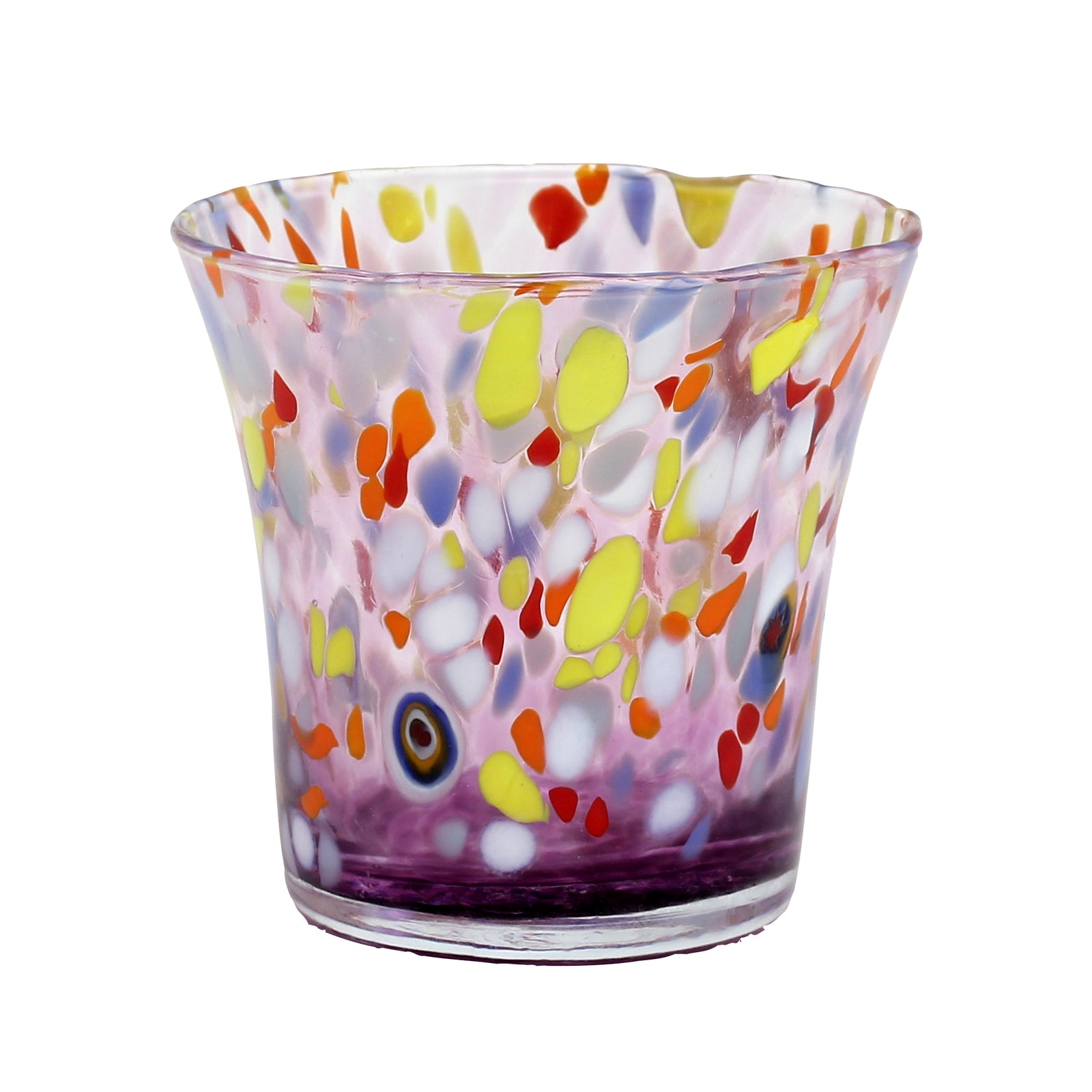 MURANO MURRINA STYLE: Drinkware Flared Tumbler fully hand made (Purple Mix) - Artistica.com