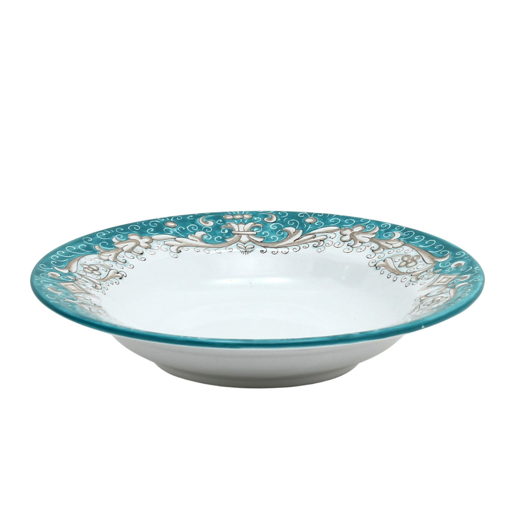 DERUTA COLORI: Pasta/Soup Rim Plate - AQUA/TEAL - Artistica.com