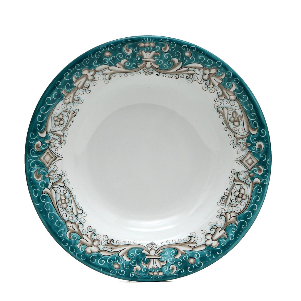 DERUTA COLORI: Pasta/Soup Rim Plate - AQUA/TEAL - Artistica.com