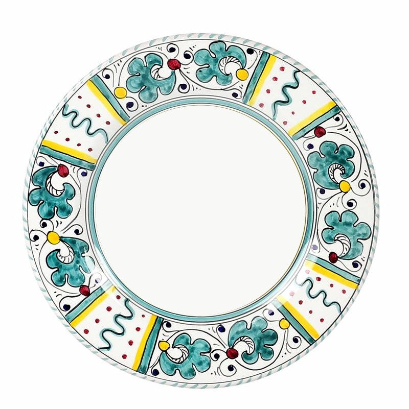 ORVIETO GREEN ROOSTER: 4 Pieces Place Setting - White center - Artistica.com