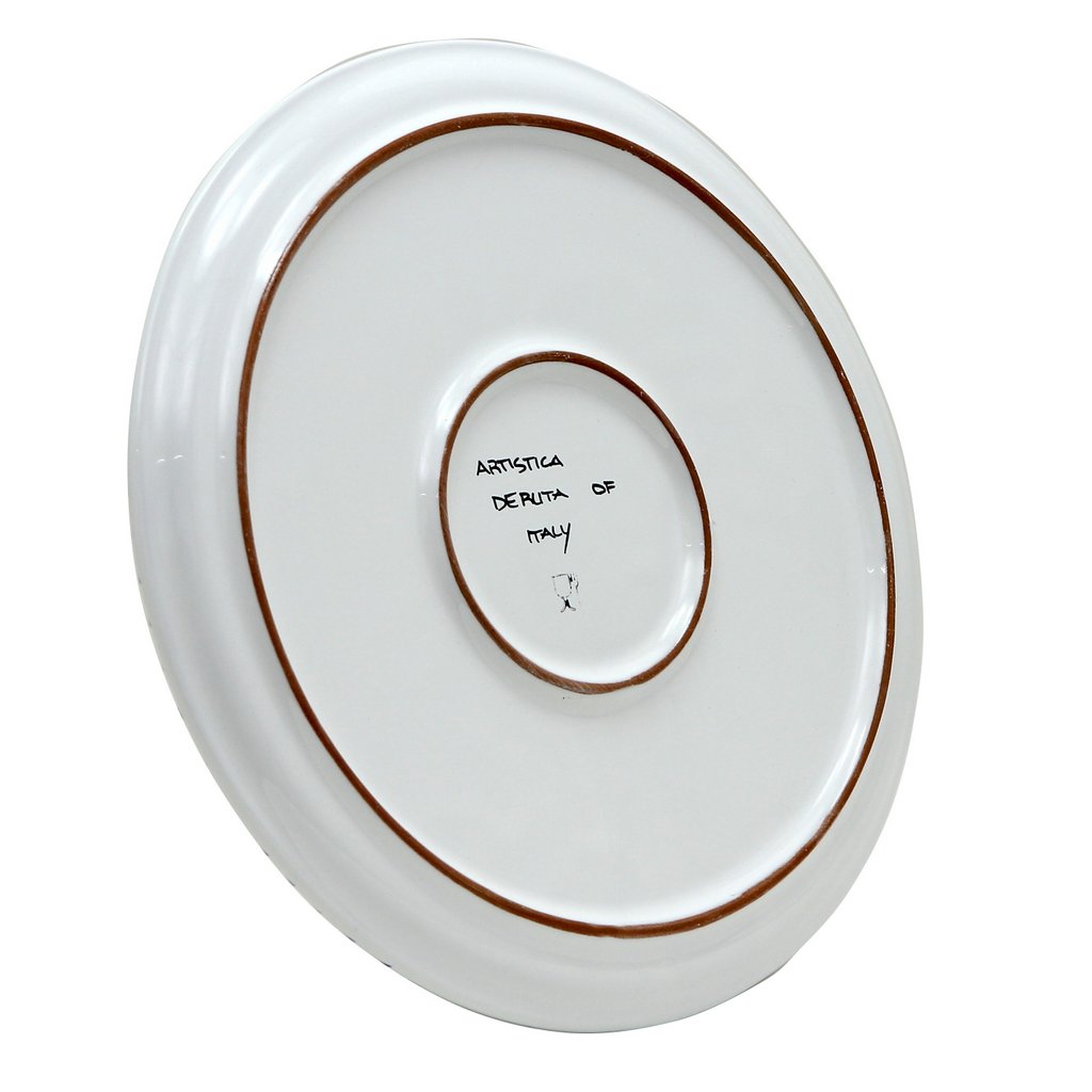 ORVIETO GREEN ROOSTER: Deruta Pizza Plate - Cake or Cheese Platter. - Artistica.com