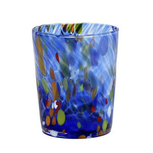 MURANO MURRINA STYLE:  Crumpled Water Tumbler Glass fully hand made (Blue Mix) - Artistica.com
