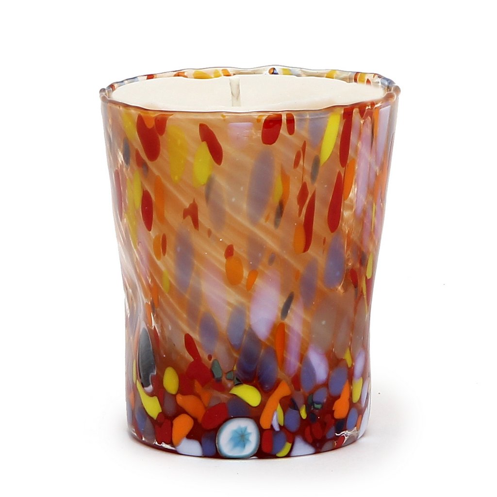 HOLIDAYS ITALIAN GLASS: Murano Style Crumpled Candle (Red Mix) - Artistica.com