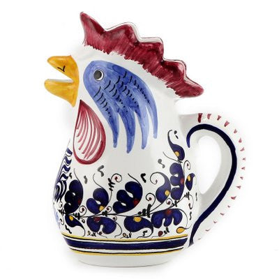 ORVIETO BLUE ROOSTER: Rooster of Fortune Pitcher (1 Liter 34 Oz 1 Qt) - Artistica.com