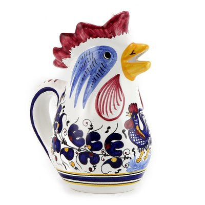 ORVIETO BLUE ROOSTER: Rooster of Fortune Pitcher (1 Liter 34 Oz 1 Qt) - Artistica.com