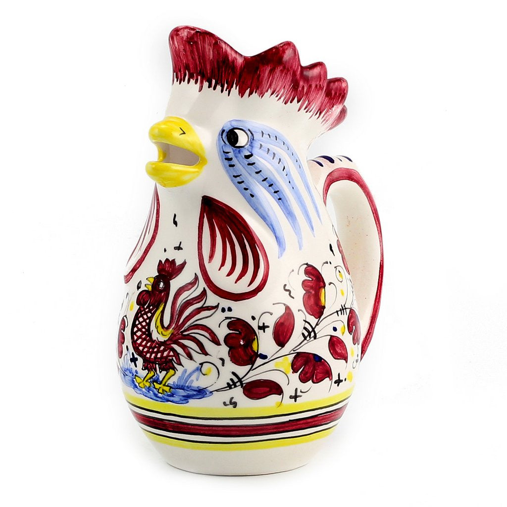 ORVIETO RED ROOSTER: Rooster of Fortune Pitcher (1 Liter 34 Oz 1 Qt) - Artistica.com