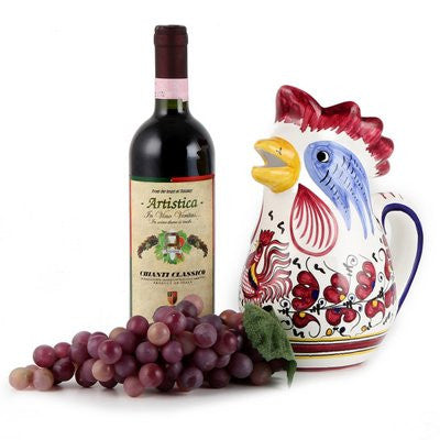 ORVIETO RED ROOSTER: Rooster of Fortune Pitcher (1 Liter 34 Oz 1 Qt) - Artistica.com