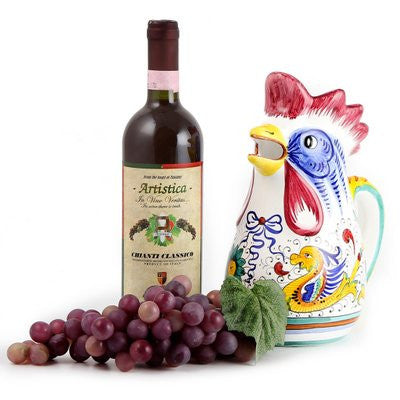 RAFFAELLESCO: Rooster of Fortune pitcher (1 Liter 34 Oz 1 Qt) - Artistica.com