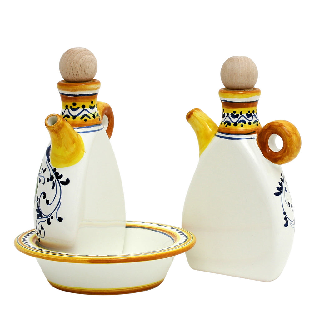 LIMONCINI: 'The Better Half' Oil and Vinegar set with tray/saucer - Artistica.com