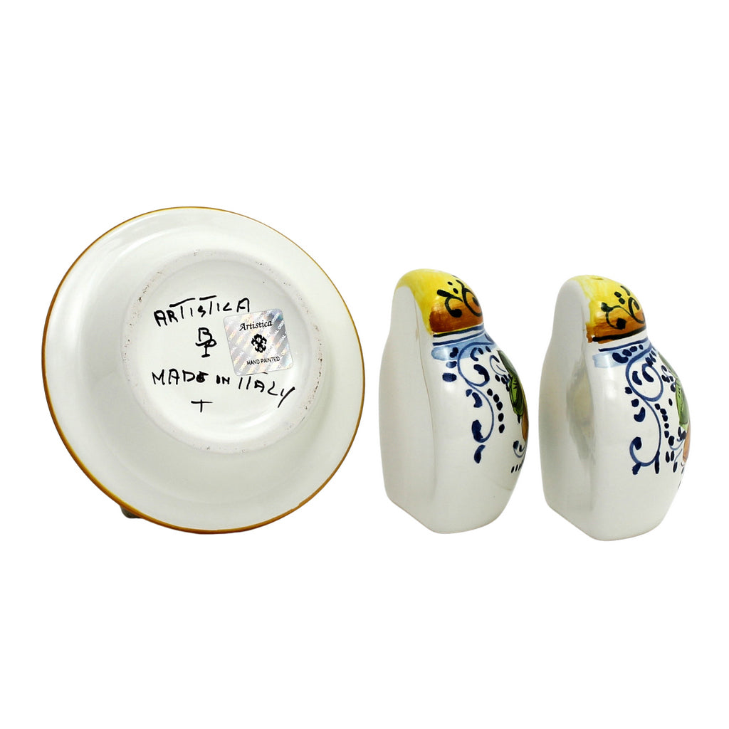 LIMONCINI: 'The Better Half' Salt and Pepper set with tray/saucer - Artistica.com