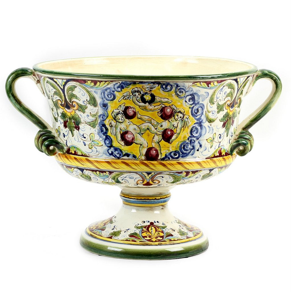 MAJOLICA MEDICI: Large Footed Round Bowl with two handles - Artistica.com