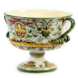 MAJOLICA MEDICI: Large Footed Round Bowl with two handles - Artistica.com
