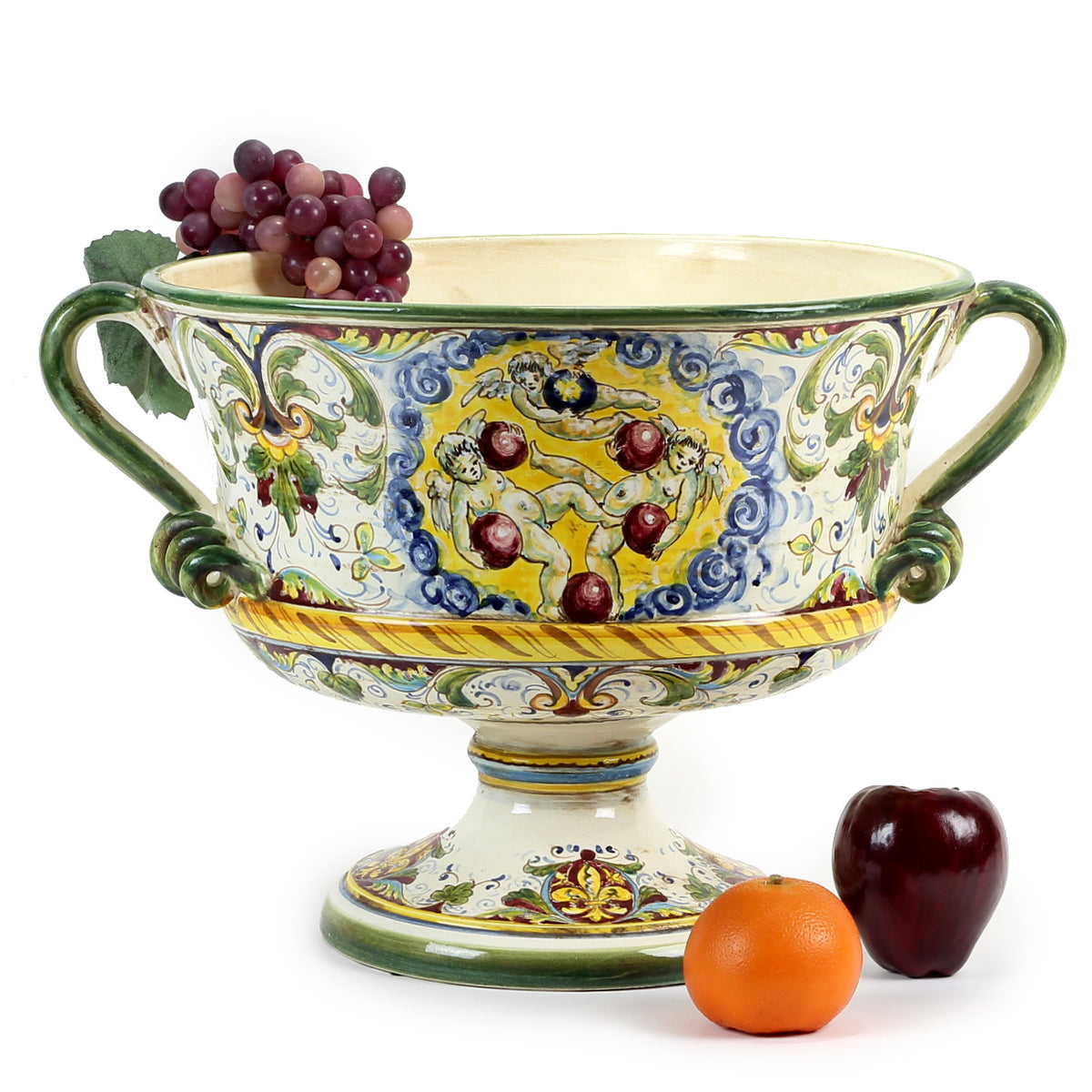 MAJOLICA MEDICI: Large Footed Round Bowl with two handles - Artistica.com