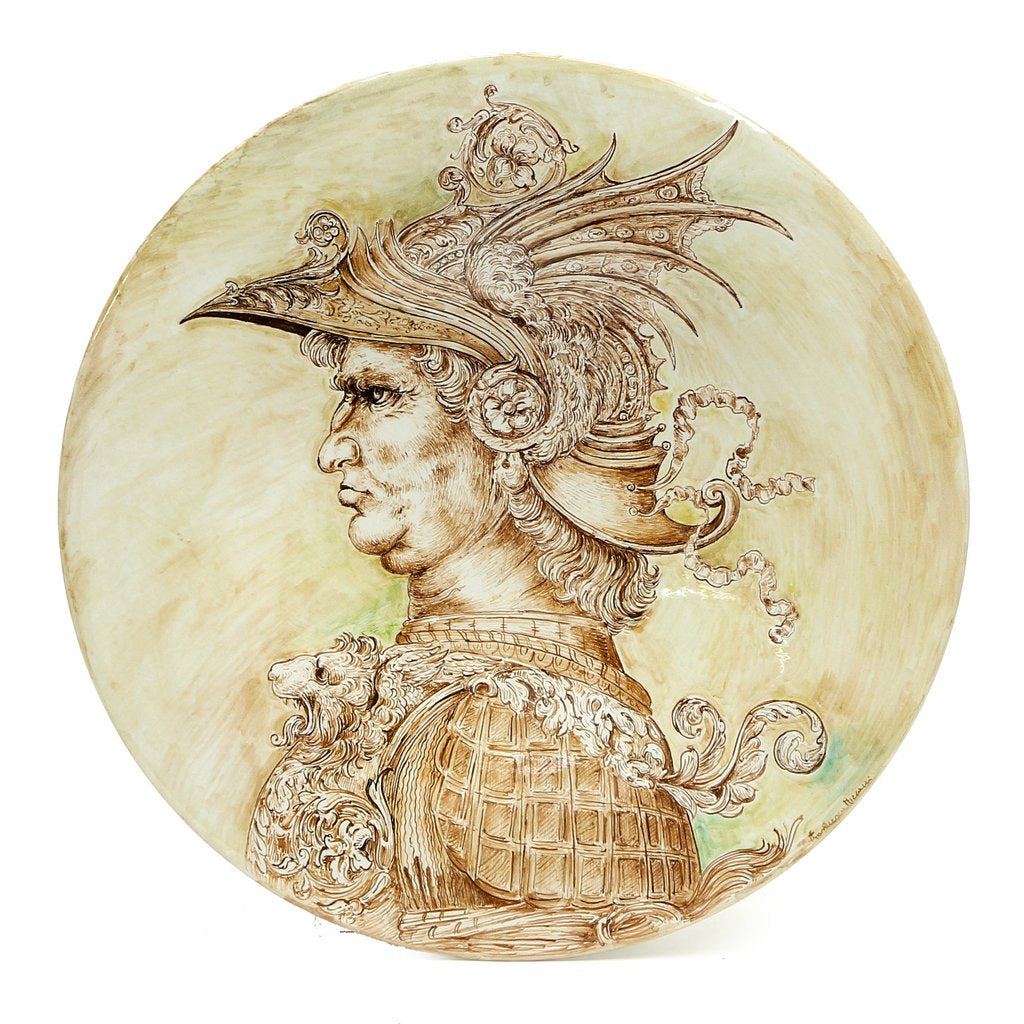 LEONARDO: One of a Kind Large Wall Plate with Nobleman by Francesca Niccacci - Artistica.com