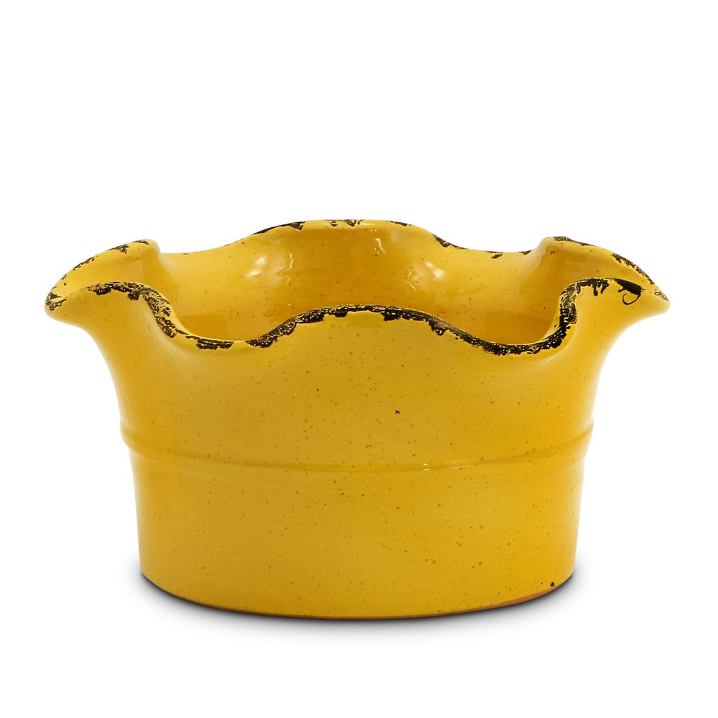 SCAVO Giardini Garden: Large Low Ball Planter Vase with fluted rim TUSCAN Yellow [R] - Artistica.com