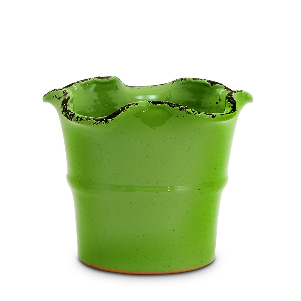 SCAVO Giardini Garden: Medium Planter Vase with fluted rim  'VERDE BOSCO' Light Green [R] - Artistica.com