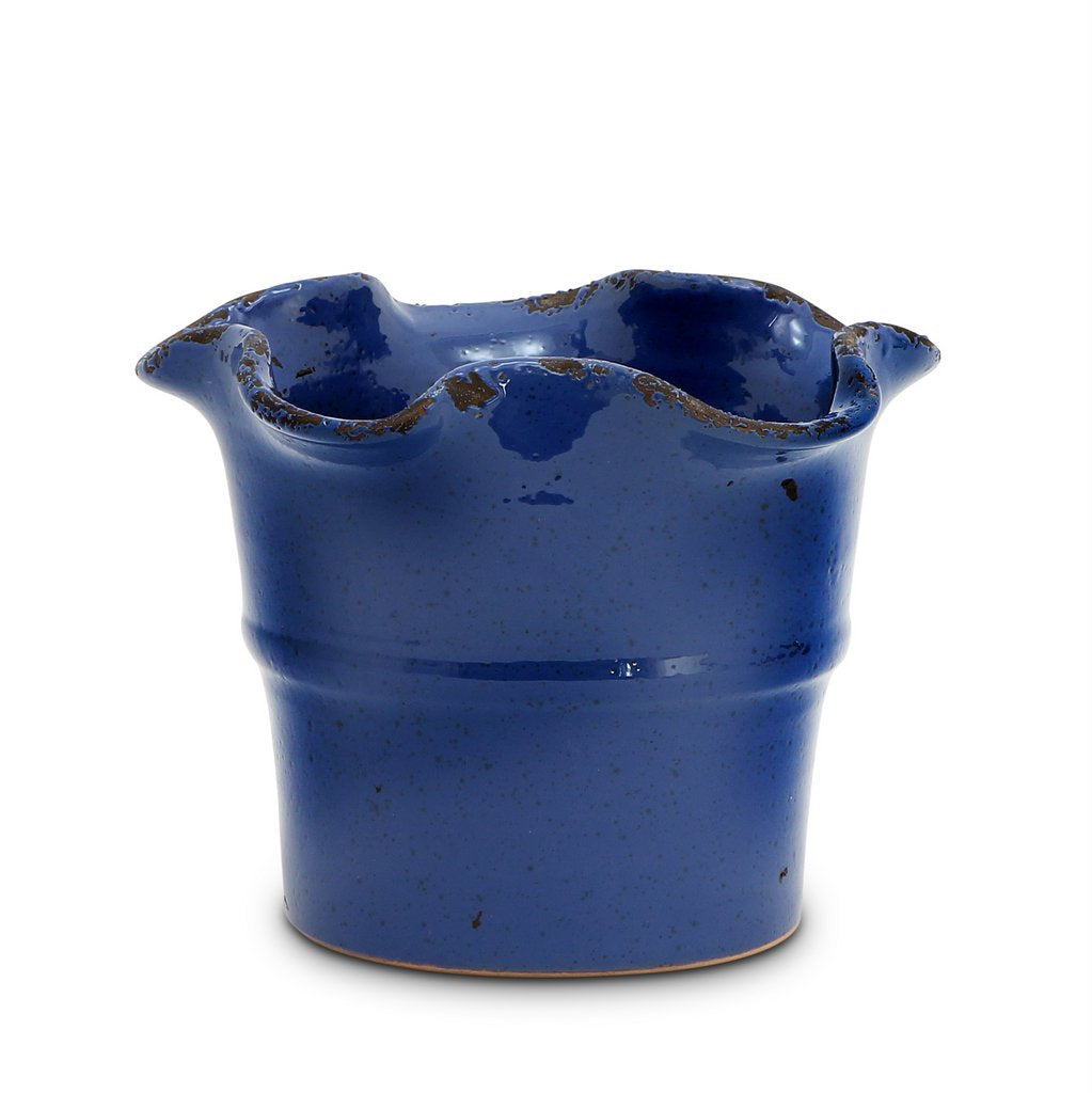 SCAVO Giardini Garden: Medium Planter Vase with fluted rim  AVIATOR Dark Blue - Artistica.com