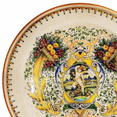 MAJOLICA: Large renaissance wall plate Cornucopia (26D) - Artistica.com