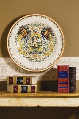 MAJOLICA: Large renaissance wall plate Cornucopia (26D) - Artistica.com