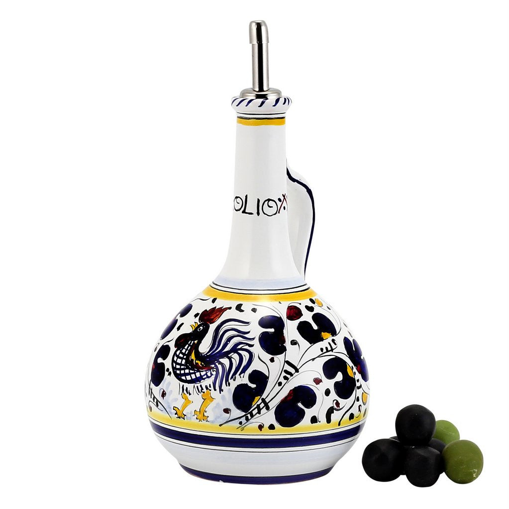 ORVIETO BLUE ROOSTER: Olive Oil Bottle  Dispenser Deluxe - Artistica.com