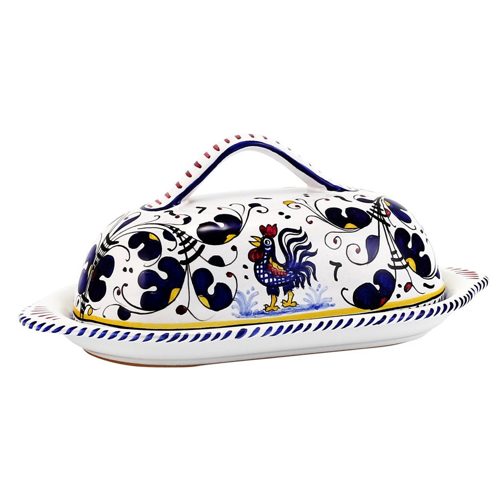 ORVIETO BLUE ROOSTER: Bundle with Butter Dish + Sauce Boat + Parmesan Bowl + Spoon Rest