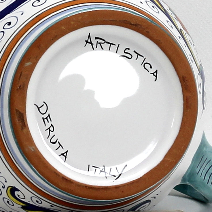 ORVIETO BLUE ROOSTER: Traditional Deruta Pitcher (1.25 Liters/40 Oz/5 Cups) - Artistica.com