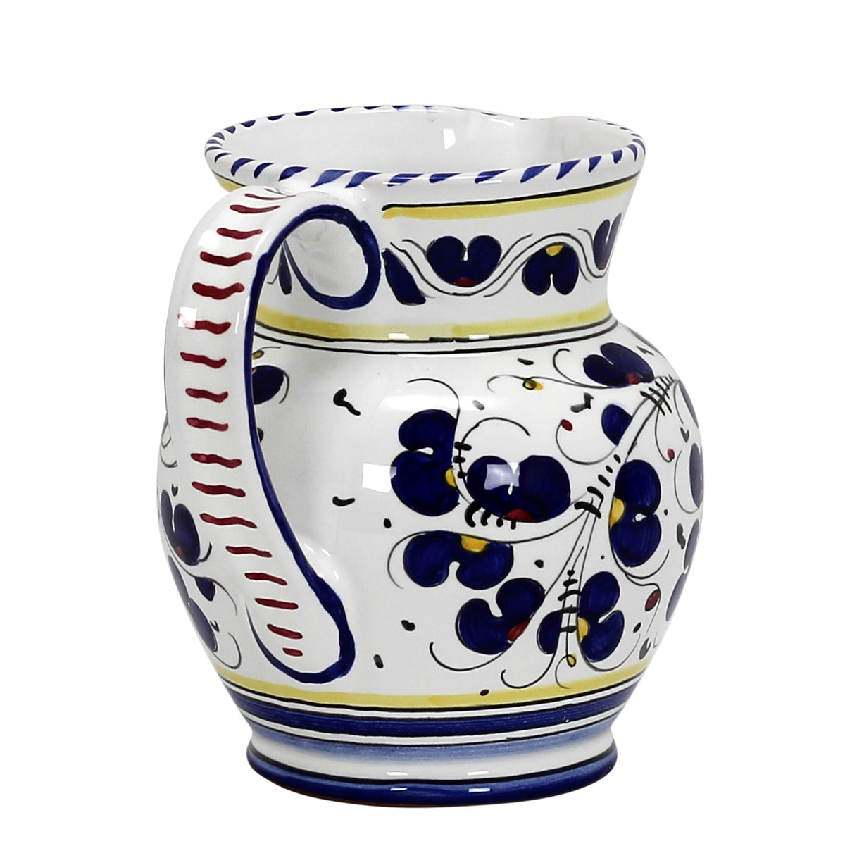 ORVIETO BLUE ROOSTER: Traditional Deruta Pitcher (1.25 Liters/40 Oz/5 Cups) - Artistica.com