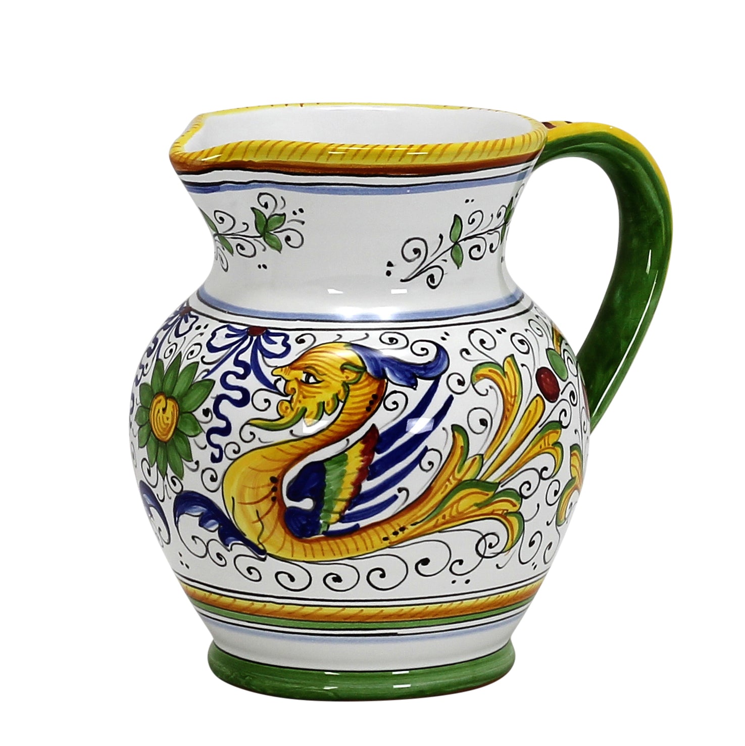 RAFFAELLESCO: Traditional Deruta Pitcher (1.25 Liters/40 Oz/5 Cups) - Artistica.com