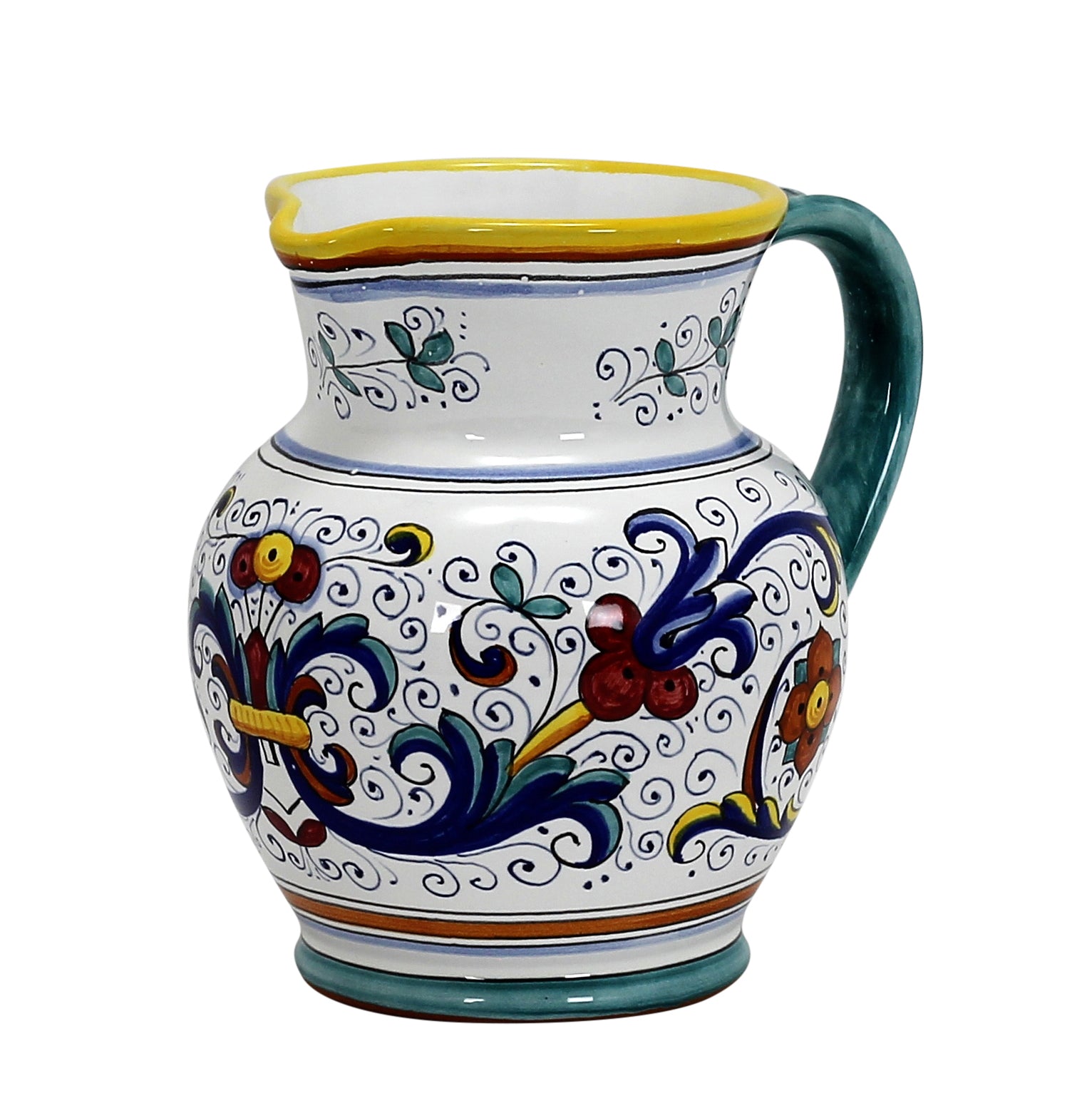 RICCO DERUTA: Traditional Deruta Pitcher (1.25 Liters/40 Oz/5 Cups) - Artistica.com